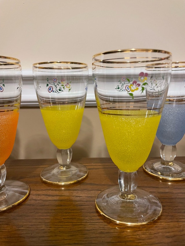 Vintage Floral Gold Trim Wine Glasses - Set of 6 - photo 3