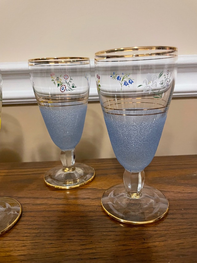 Vintage Floral Gold Trim Wine Glasses - Set of 6 - photo 4