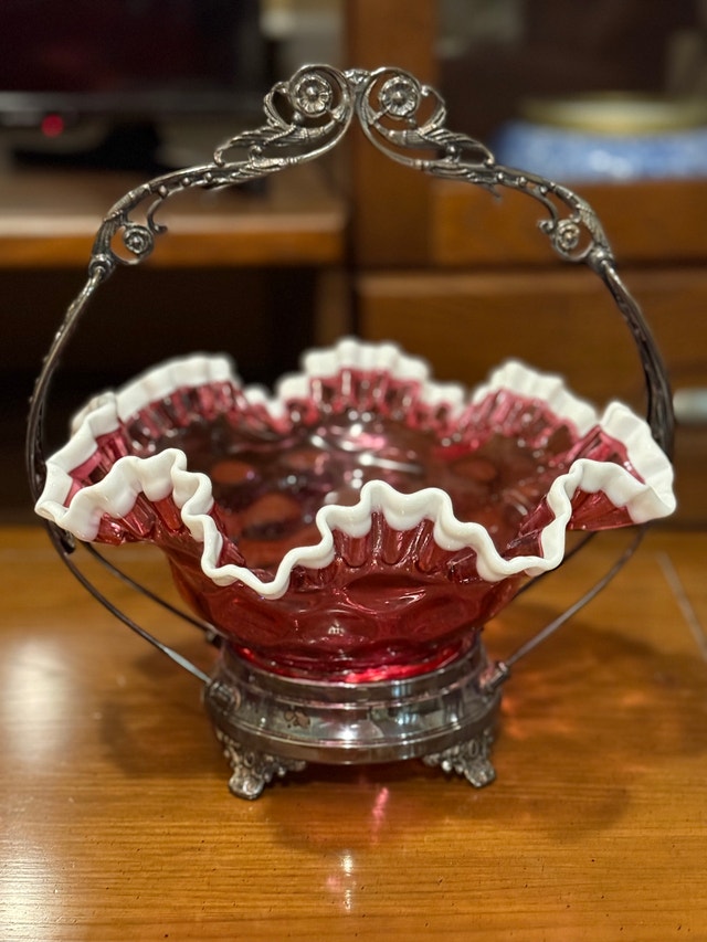 Vintage Cranberry Glass Bowl