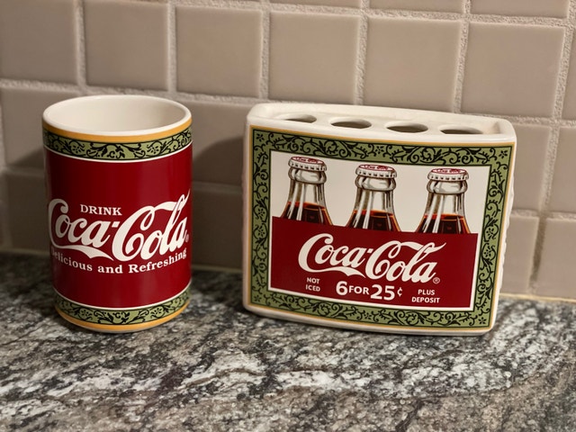 Ceramic Bathroom Coke Cup and Toothbrush Holder