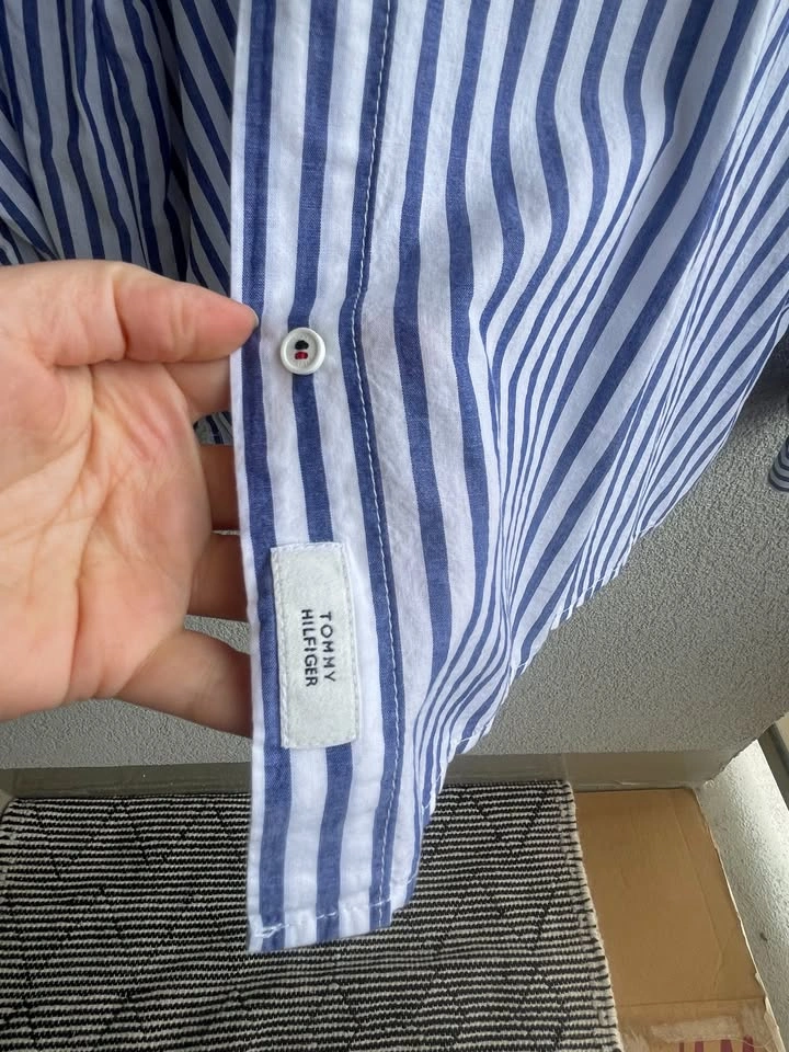 Tommy Hilfiger Blue White Stripe Shirt XL | Button Down Blouse | - photo 4