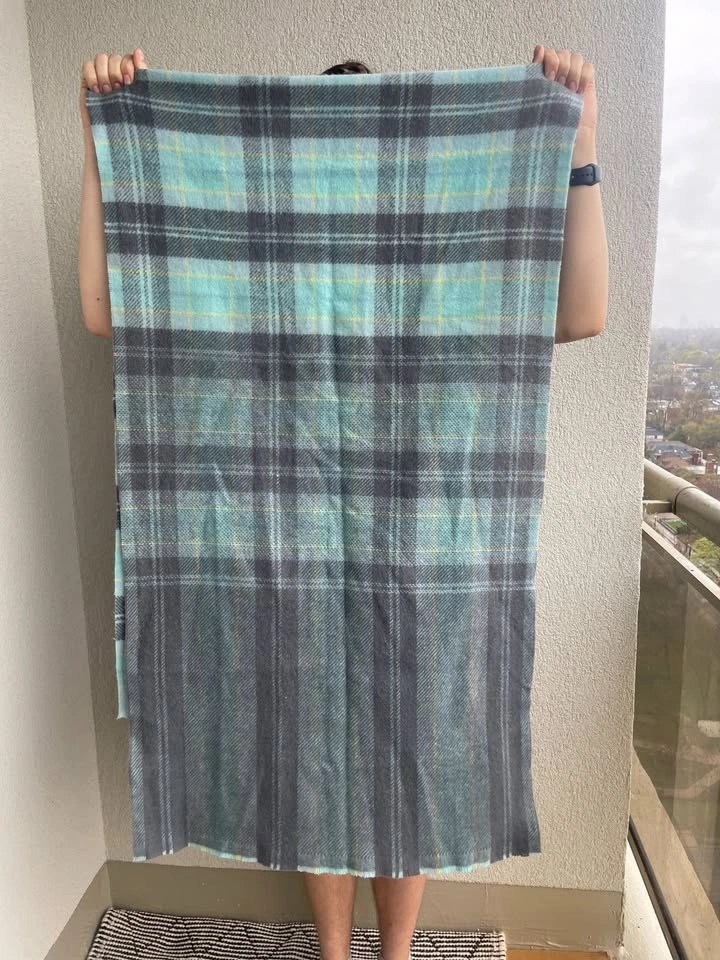 Acne Studios 100% Wool Scarf Blue Plaid, Made in Italy, 220x70 c - photo 2