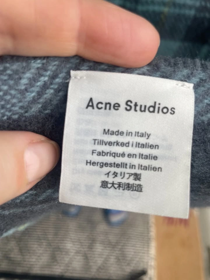 Acne Studios 100% Wool Scarf Blue Plaid, Made in Italy, 220x70 c - photo 5
