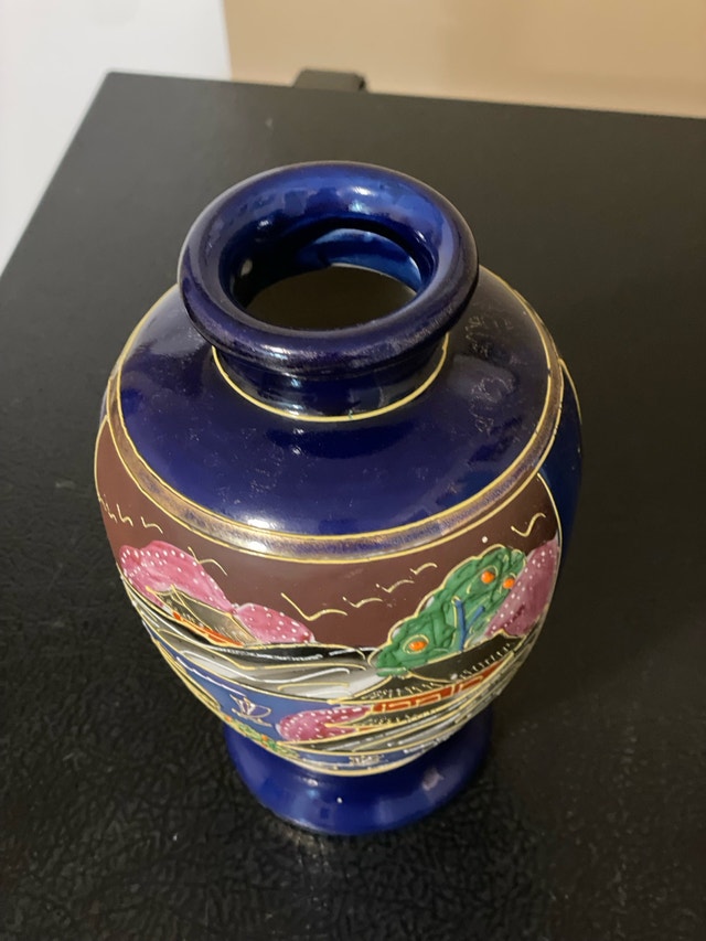 Decorative Blue Vase with Painted Scenes - photo 2