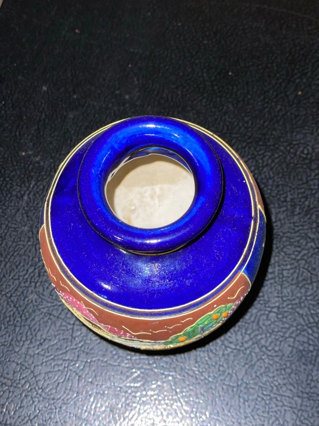 Decorative Blue Vase with Painted Scenes - photo 3