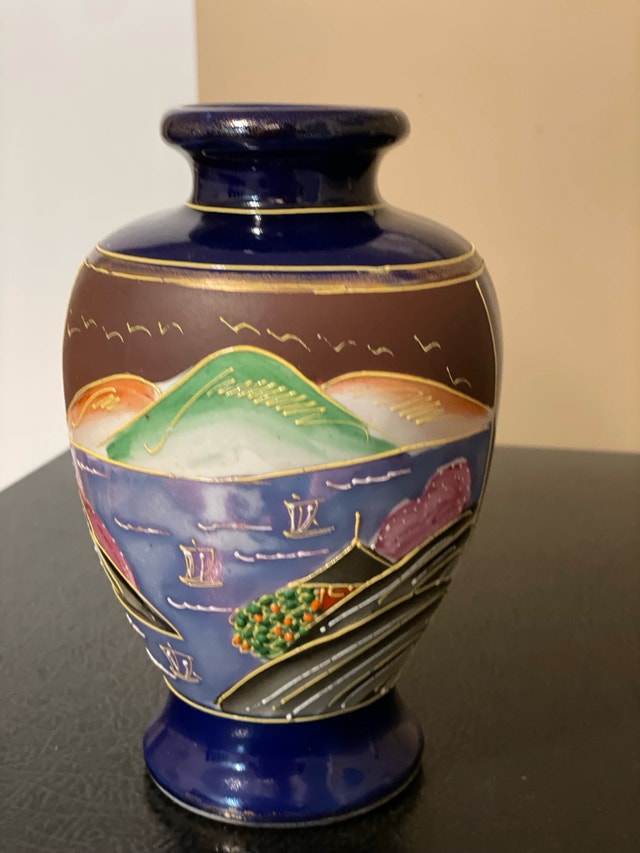 Decorative Blue Vase with Painted Scenes - photo 5