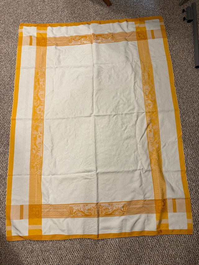 Vintage Tablecloth Yellow & White Decorative Pattern 65"x48" - photo 2