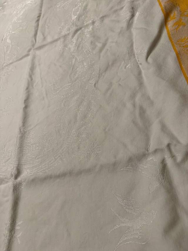 Vintage Tablecloth Yellow & White Decorative Pattern 65"x48" - photo 5