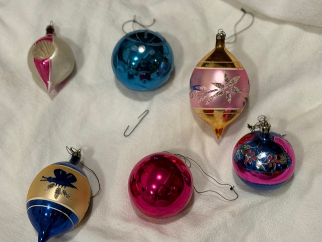 Vintage Glass Christmas Ornaments - Set of 6