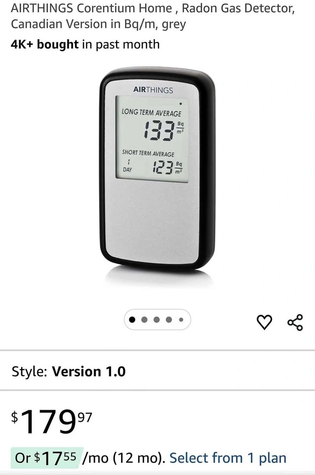 AIRTHINGS Corentium Home Radon Gas Detector Canadian Version gre