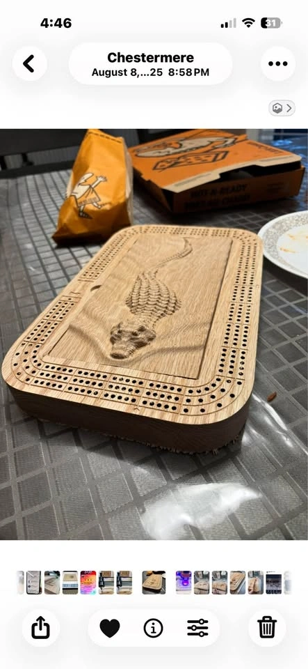 Wooden Alligator Cribbage Board