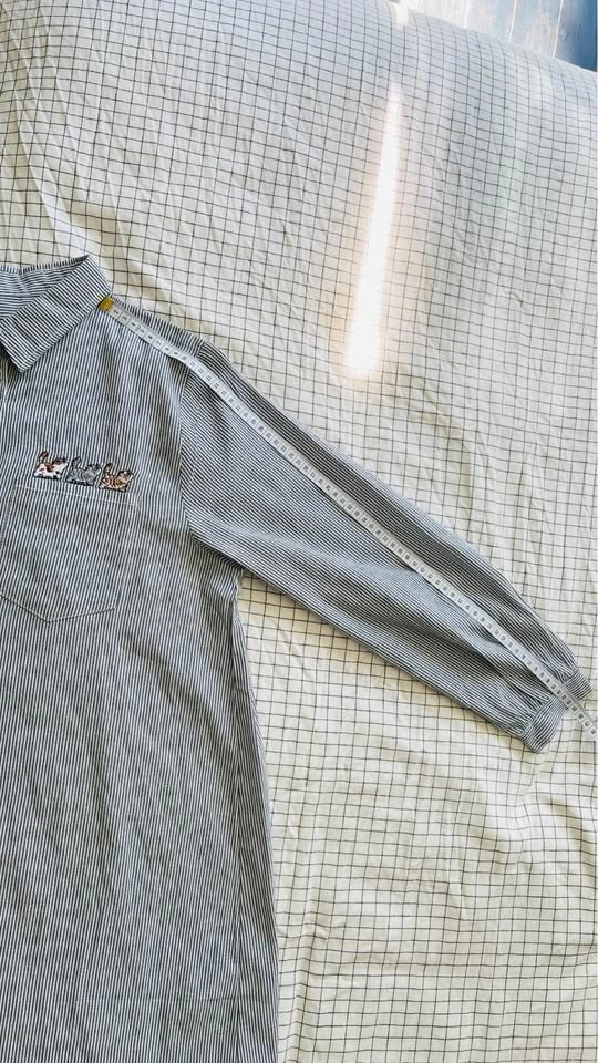 Striped Long Sleeve Shirt with Cat Buttons and Embroidered Cats - photo 5
