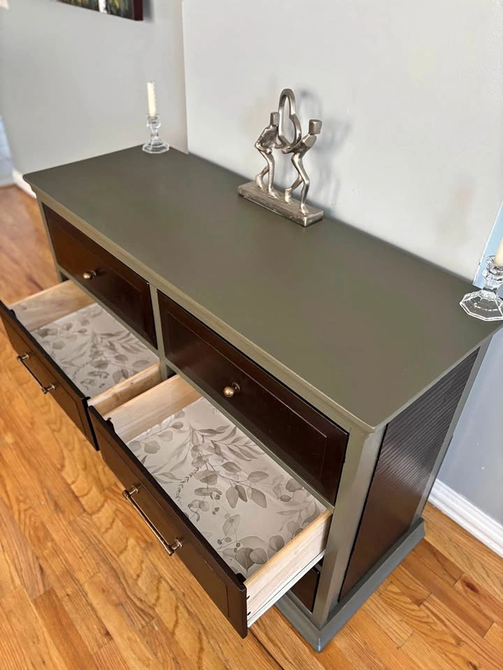 Refinished 6-Drawer Dresser | Moody Modern | Olive + Mahogany +