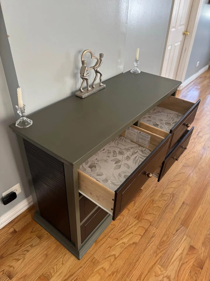 Refinished 6-Drawer Dresser | Moody Modern | Olive + Mahogany + - photo 2