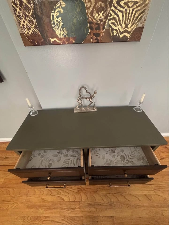 Refinished 6-Drawer Dresser | Moody Modern | Olive + Mahogany + - photo 3