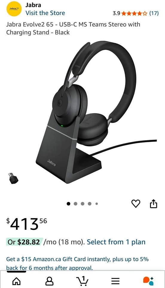 Jabra Evolve2 65 USB-C MS Teams Stereo w/ Charging Stand - Black