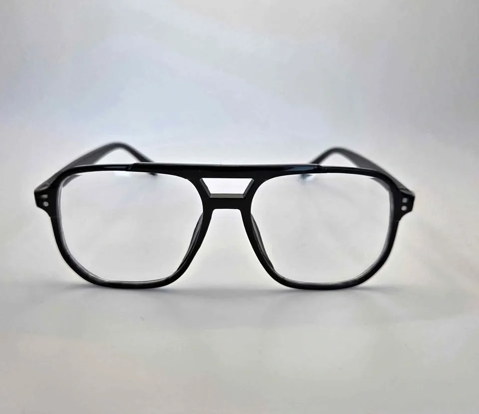 Black Aviator Style Clear Lens Glasses