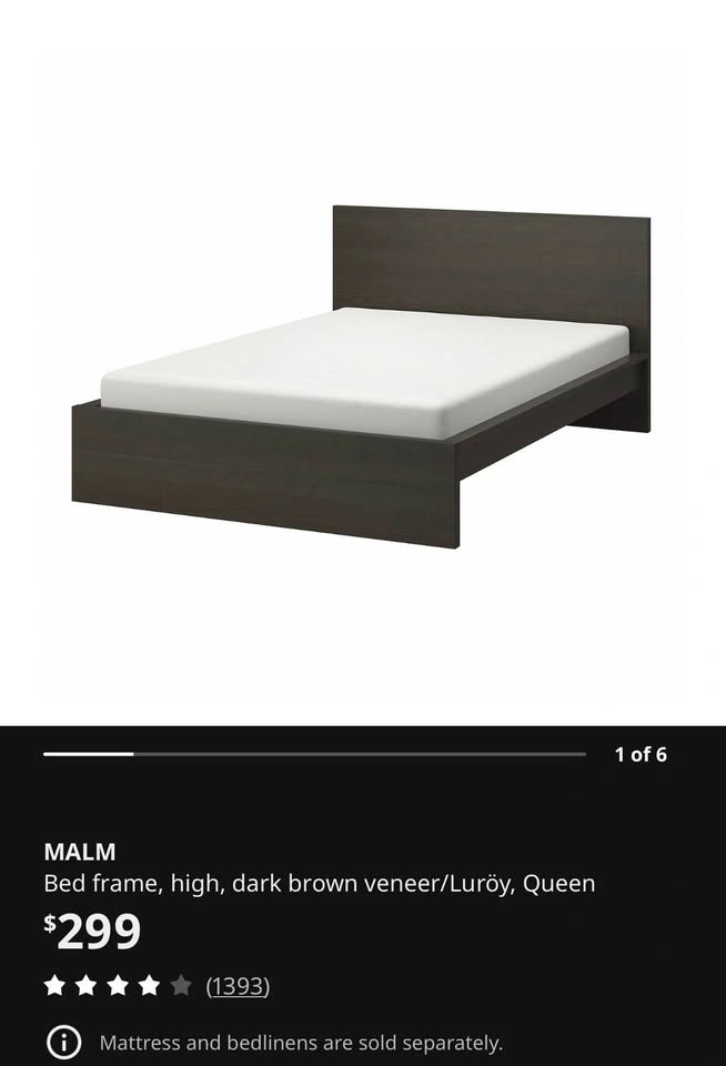 Ikea Malm Queen Bed Frame w/ Mattress - photo 2