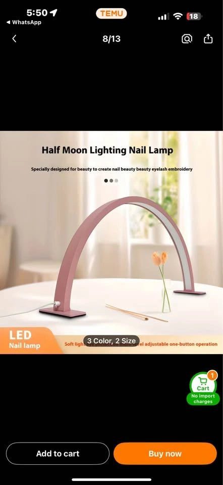 Half Moon Nail Desk Lamp for Lash Extensions, Beauty, Skincare, - photo 4