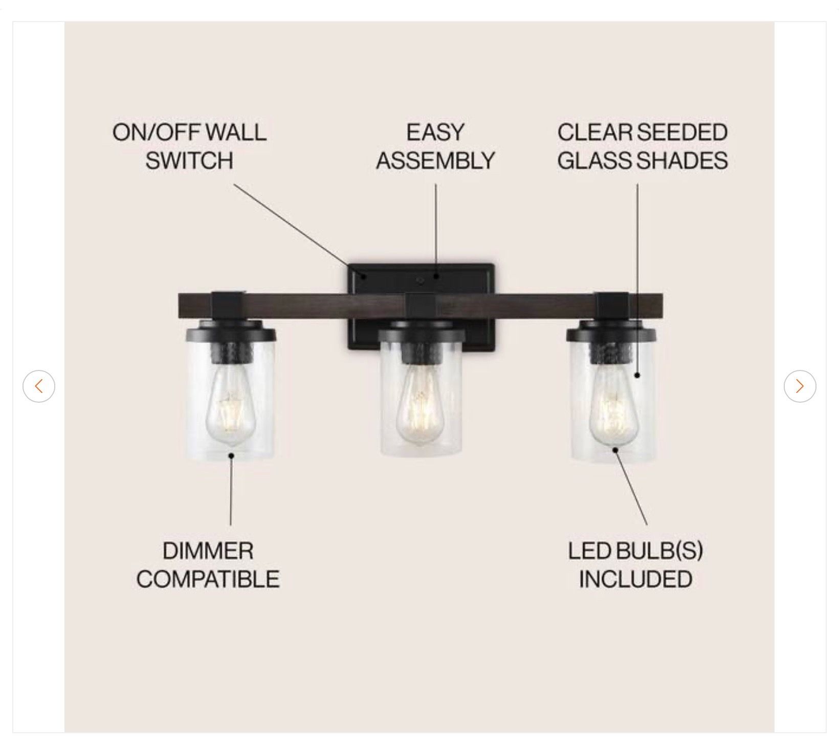 JONATHAN Y Bungalow 3-Light Farmhouse LED Vanity Light - photo 4