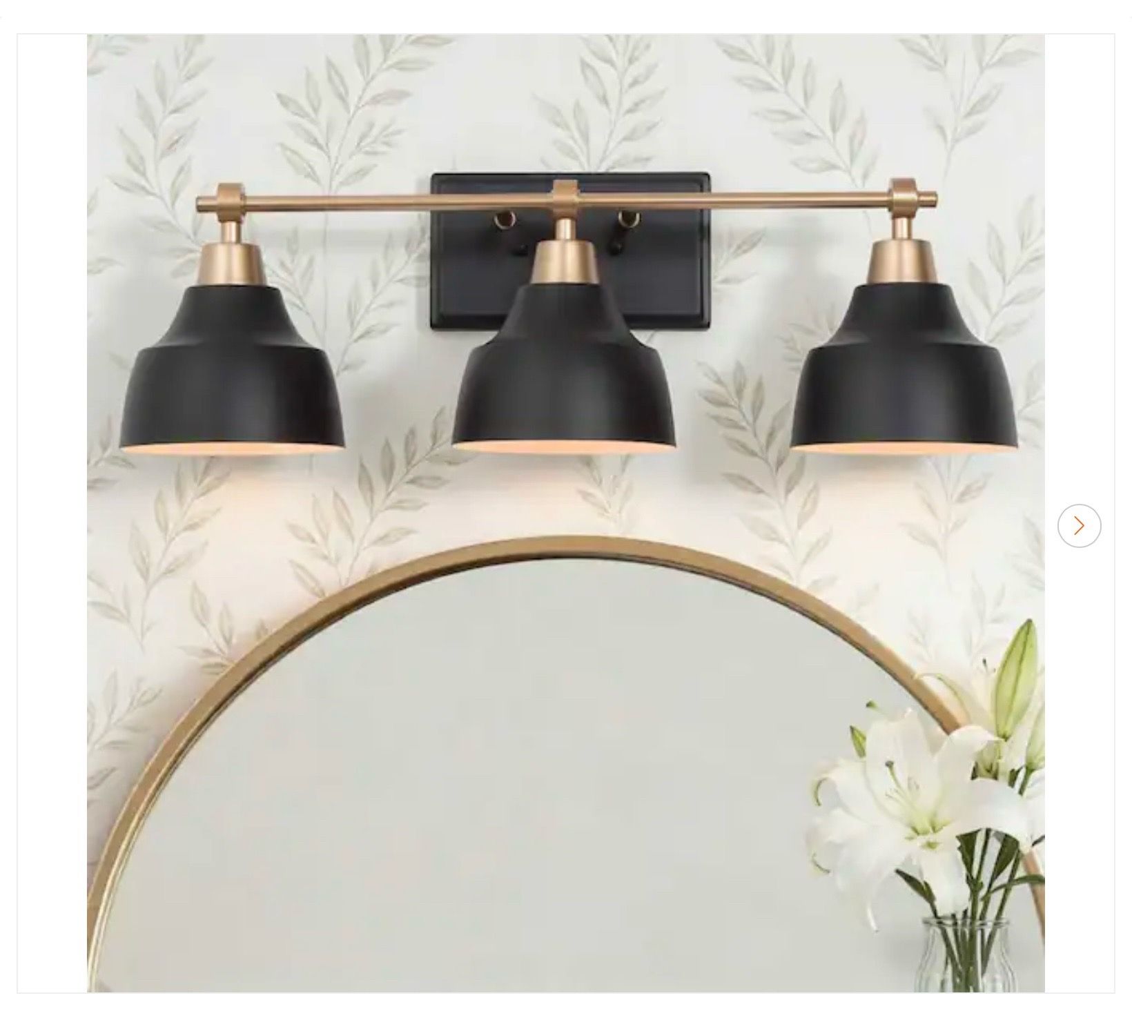 24.5 in. 3-Light Black Bell Vanity Light Fixture
