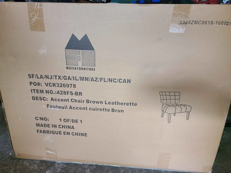 Accent chair brown leatherette image indicator(3)