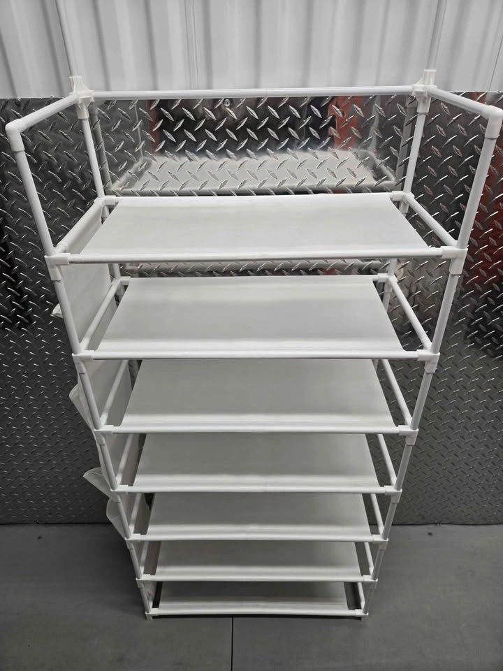 White 6-Tier Shoe Rack Storage Organizer w Hooks - photo 2
