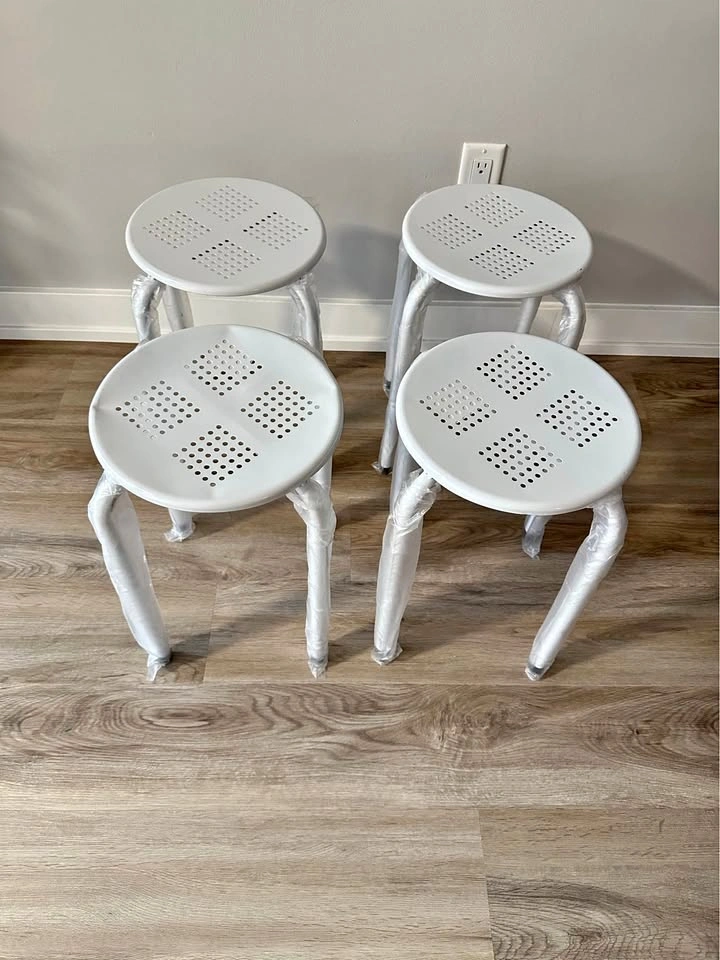 4 Stackable Metal Stools - NEW - Urgent Pickup