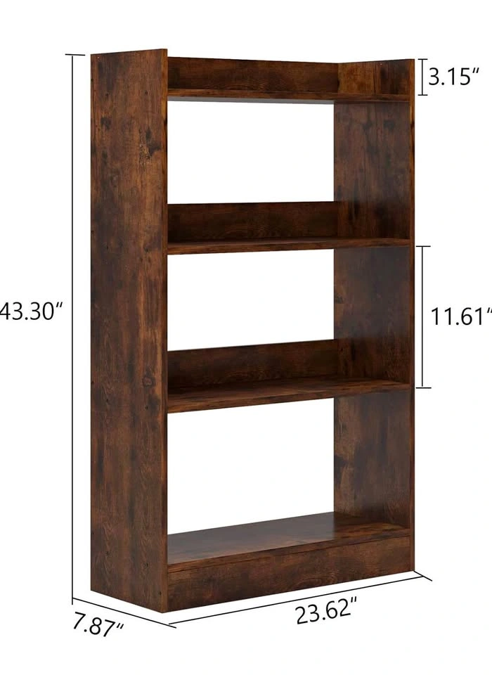 Compact 4-tier Wooden Bookshelf - Rich Brown