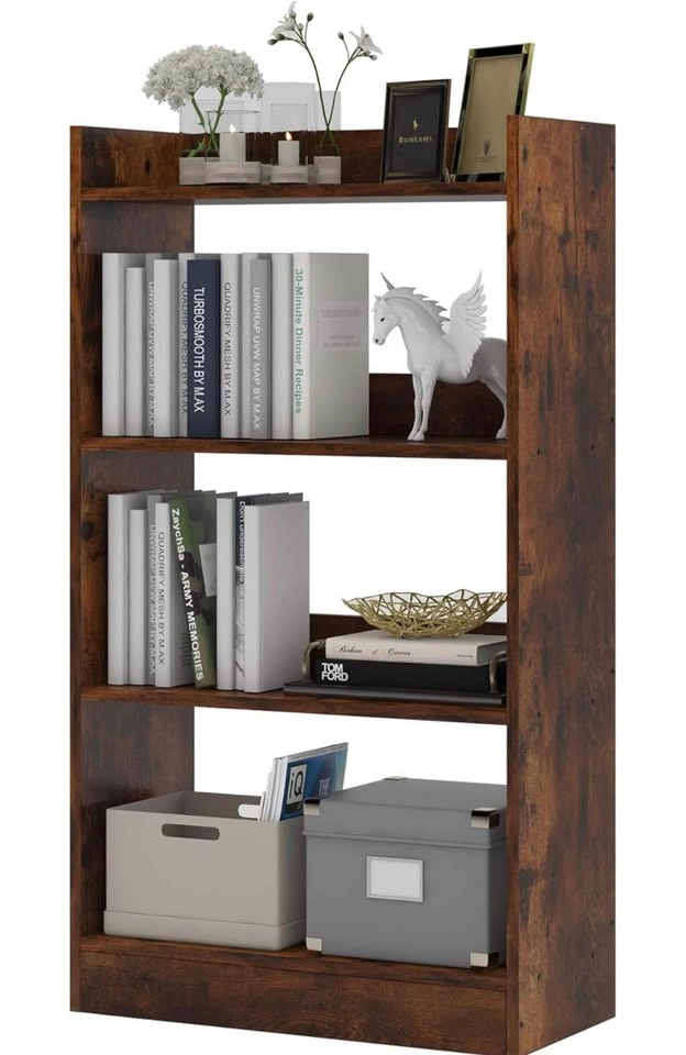 Compact 4-tier Wooden Bookshelf - Rich Brown - photo 2