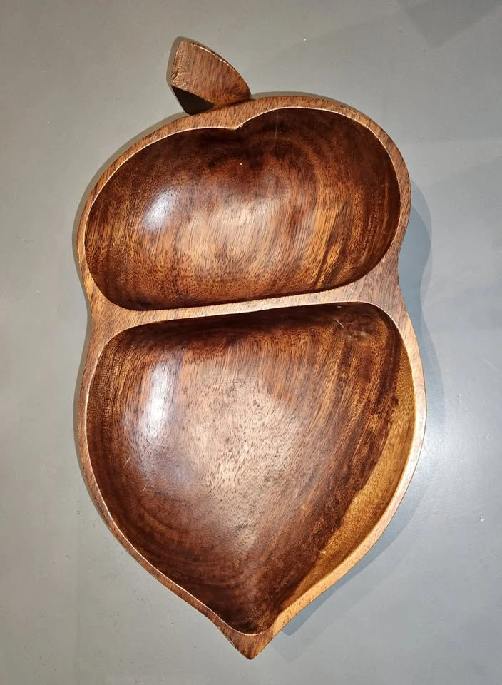 Mid-century Hand-carved Wooden Acorn Dish