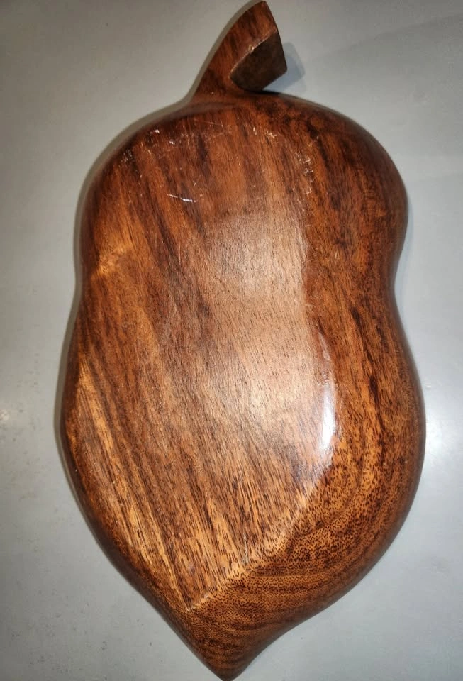 Mid-century Hand-carved Wooden Acorn Dish - photo 2