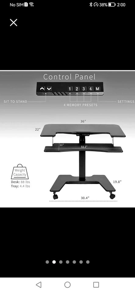 VIVO Black Electric Mobile Height Adjustable Standing Desk