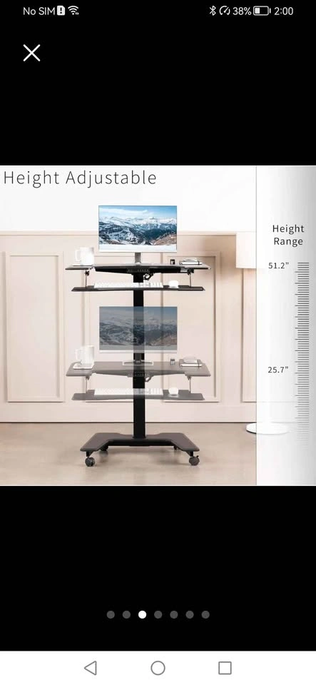 VIVO Black Electric Mobile Height Adjustable Standing Desk - photo 3