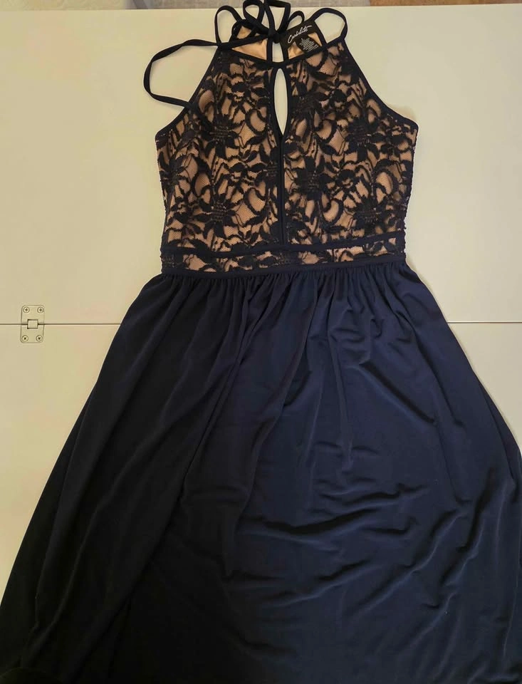 Navy LACE HALTER DRESS - photo 2