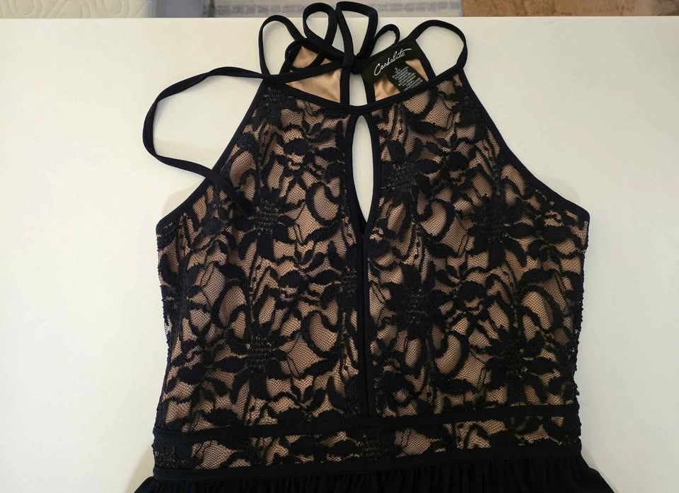 Navy LACE HALTER DRESS - photo 3