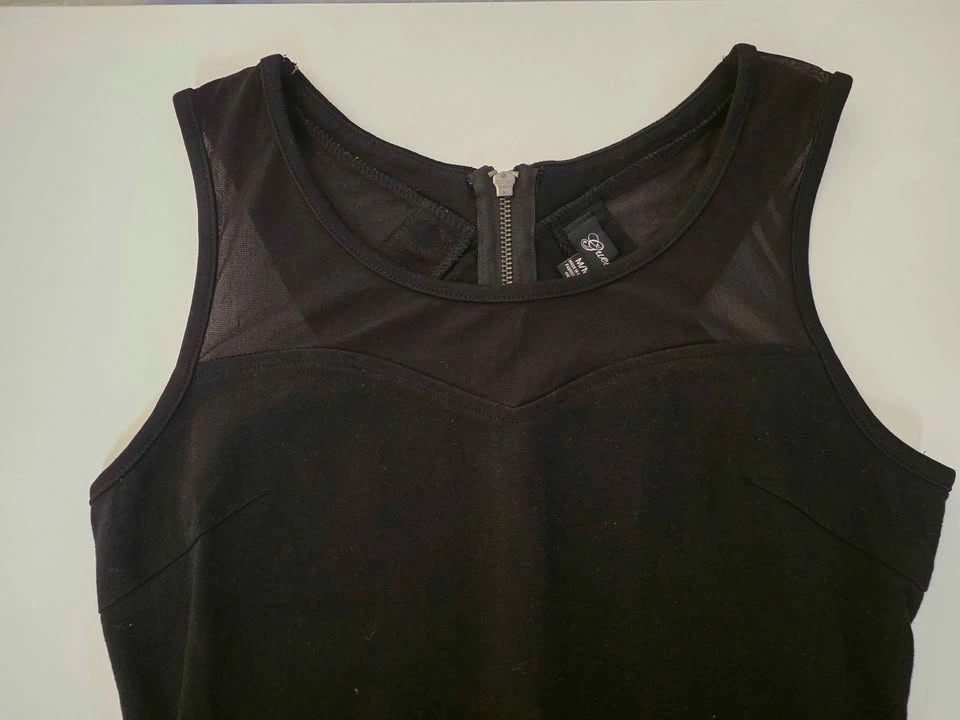 Guess Black Sleeveless Sheer Mesh Panel Mini Dress (Size M) - photo 3