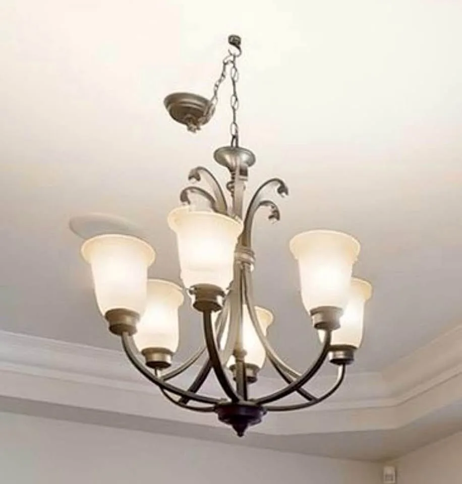 Chandelier – 6 Lights, Frosted Glass (OBO) thumbnail