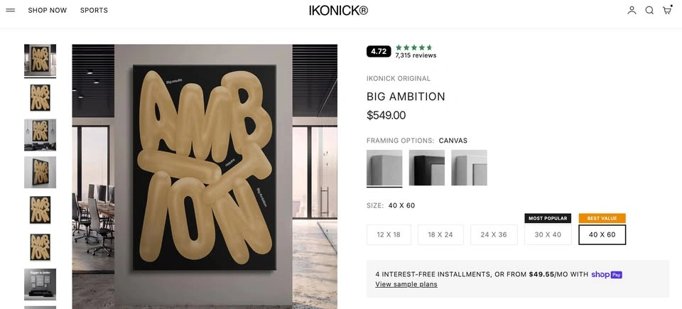 Ikonick Canvas Art 40x60 “Big Ambition” - photo 2