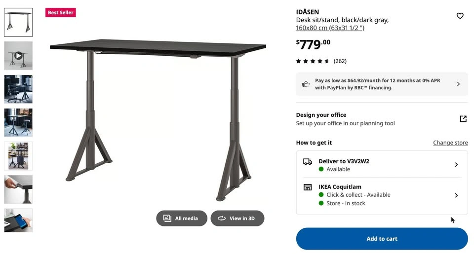 Ikea IDÅSEN motorized sit/stand office desk - photo 3