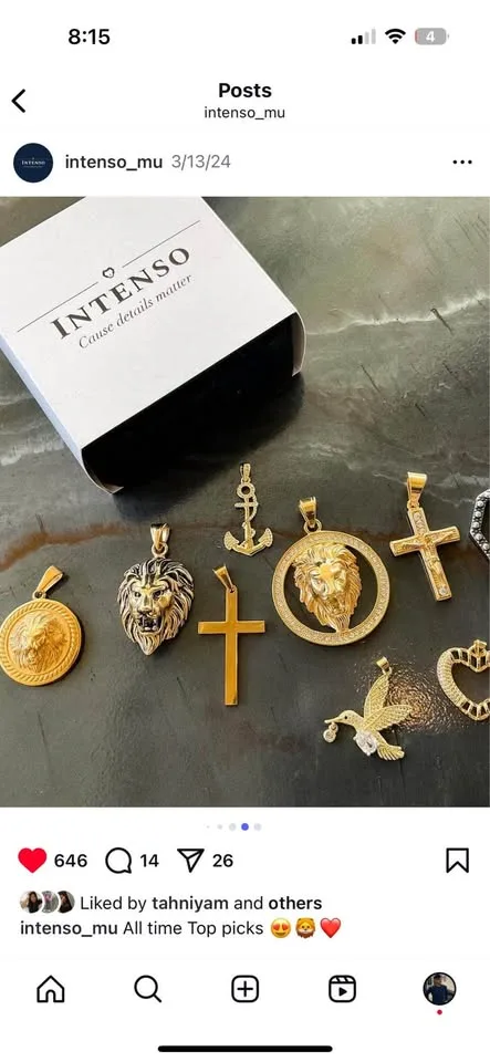 Coated in Pure 18 K Gold Jewelry, Chain + Pendant image indicator(9)