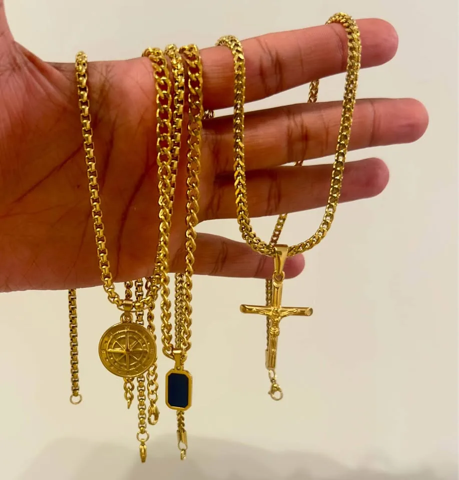 Coated in Pure 18 K Gold Jewelry, Chain + Pendant image indicator(10)