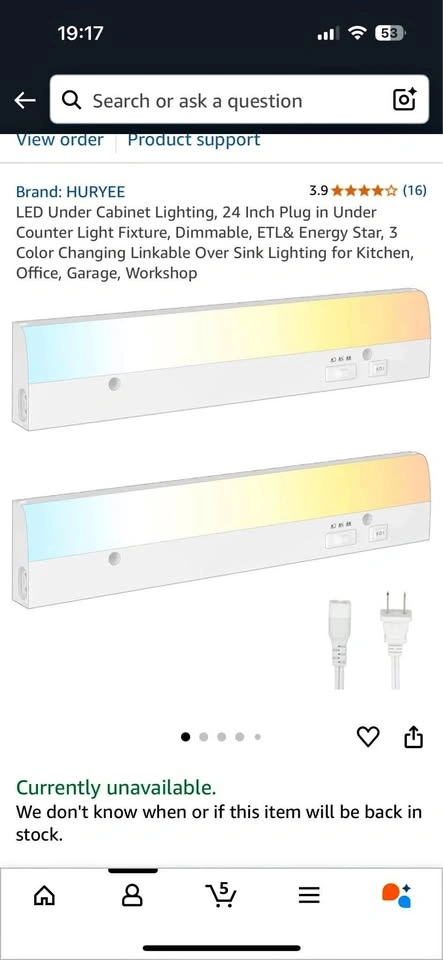 LED Under Cabinet Lighting – 24” Plug-In, Dimmable, 3-Color Opti