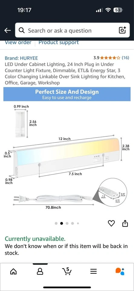 LED Under Cabinet Lighting – 24” Plug-In, Dimmable, 3-Color Opti - photo 2