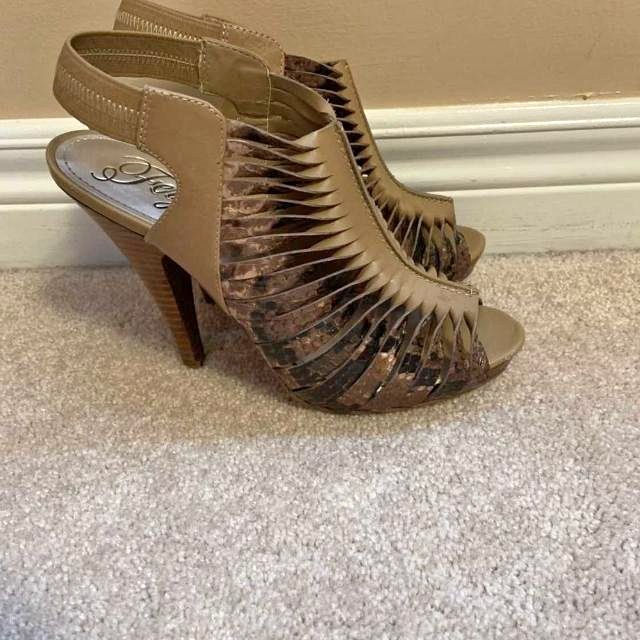 Fergie Animal Print Peep Toe Heels - Size 7