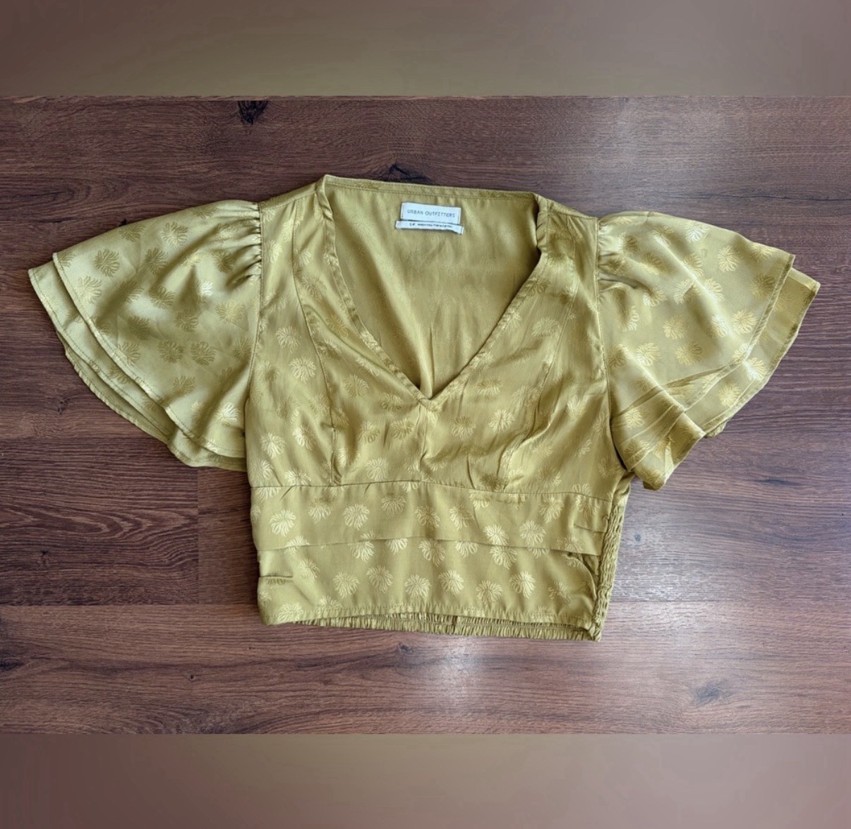 Urban Outfitters Webster Jacquard Flutter Crop Top | Size S - photo 2