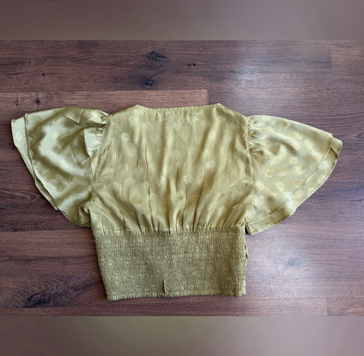 Urban Outfitters Webster Jacquard Flutter Crop Top | Size S - photo 3
