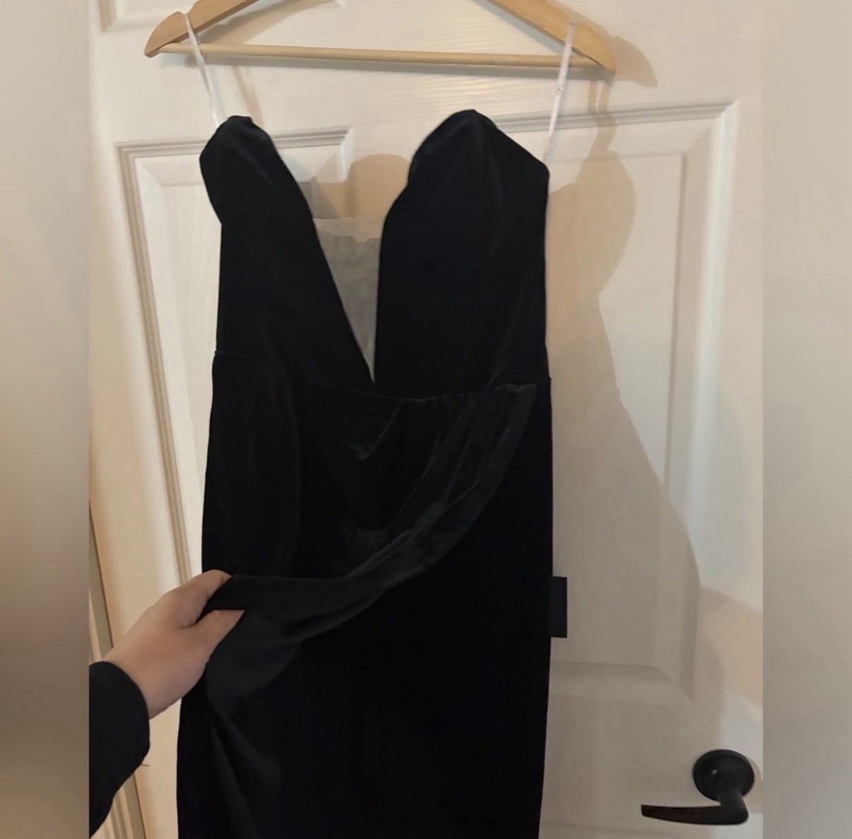 NWT Lulus "My Dream Come True" Black Velvet Strapless Maxi Dress - photo 5