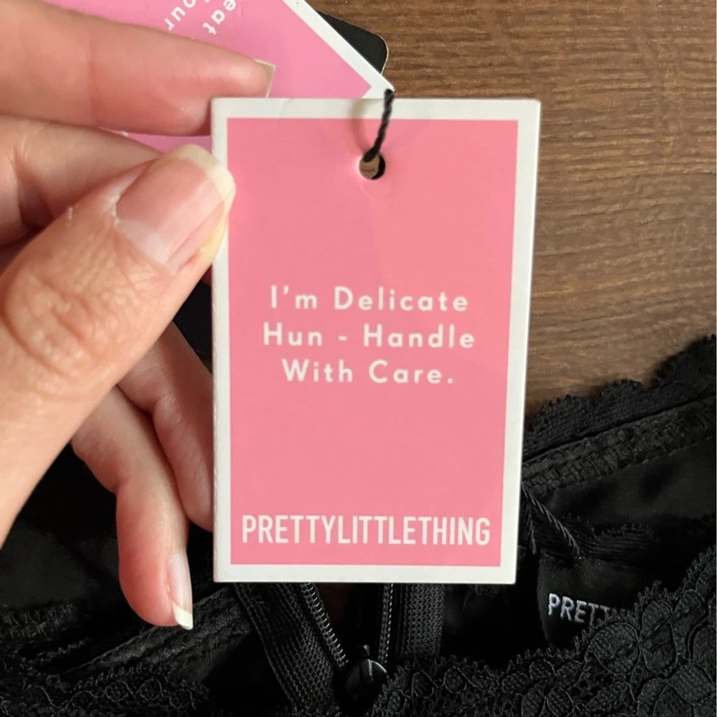 NWT PrettyLittleThing Petite Black Satin Lace Detail Midi/Maxi S - photo 4