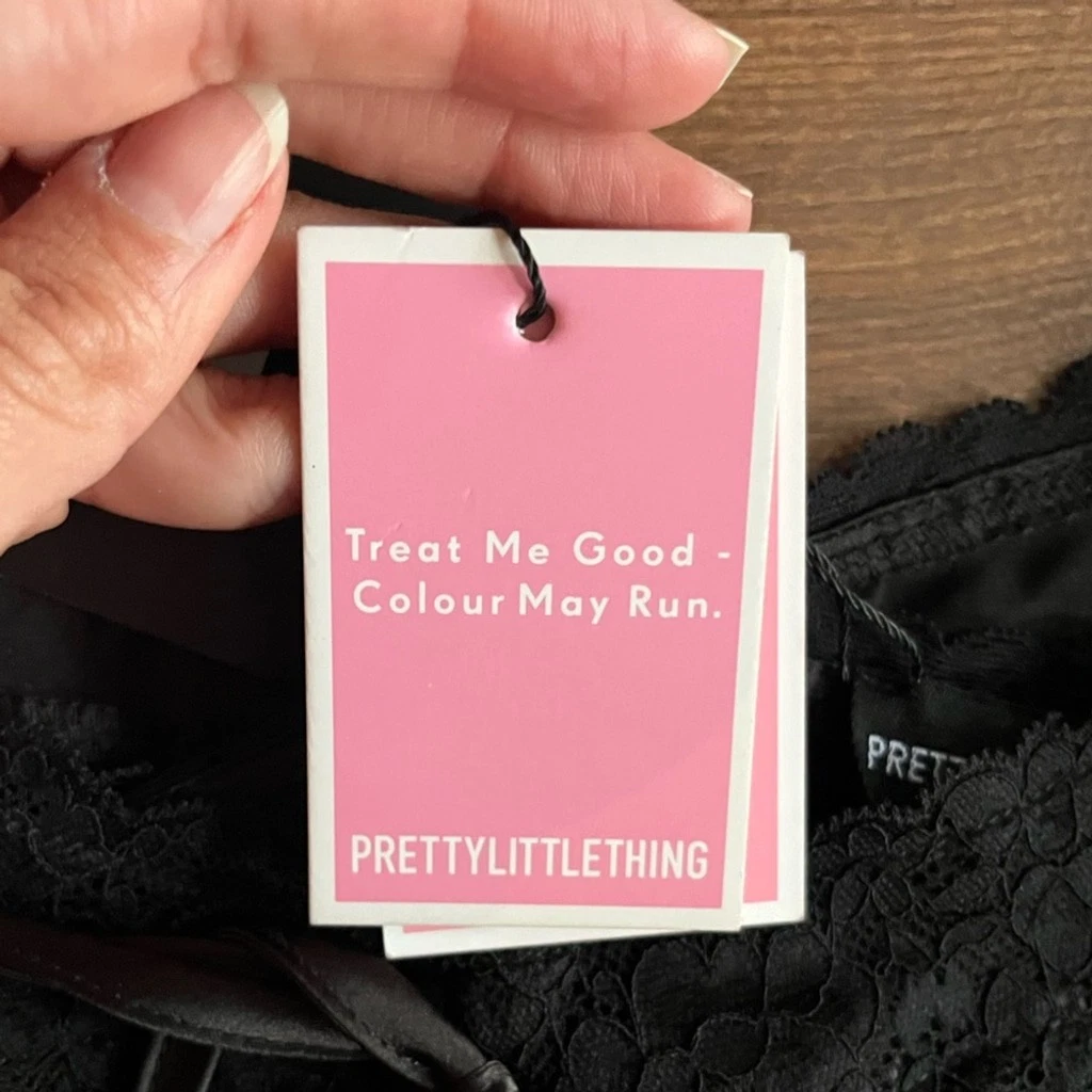 NWT PrettyLittleThing Petite Black Satin Lace Detail Midi/Maxi S - photo 5
